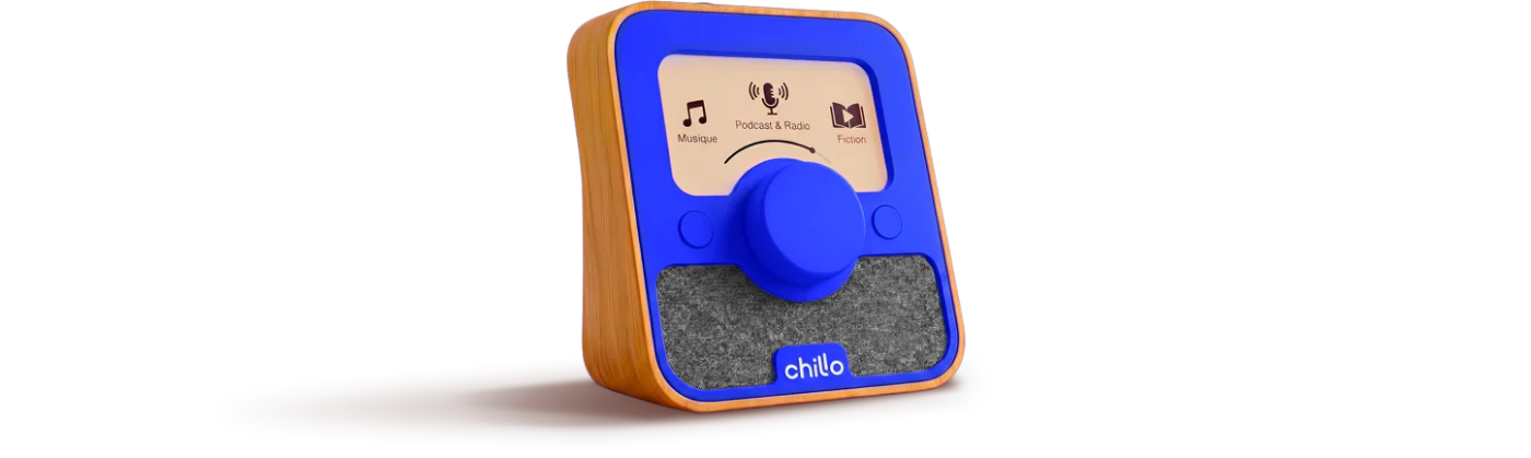 Chillo, poste radio sans écran, façade bleu lapis