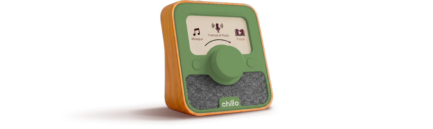 Chillo, poste radio sans écran, façade vert tilleul